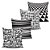 Conjunto 4 Almofadas Decorativas 45x45cm Geometricas Black White - Imagem 1