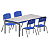 Conjunto Refeitório Adulto – Mesa 120x60cm com Cadeira Azul Tamanho 06 - Imagem 1