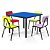 Conjunto de Mesa 800x800mm com 4 Cadeiras – Praticidade e Durabilidade para Ambientes Coletivos - Imagem 1