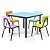 Conjunto De Mesa 80x80 Juvenil (6 À 10 Anos) - 1 Mesa + 4 Cadeiras - Colorido - Imagem 1