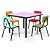 Conjunto De Mesa 80x80 Juvenil (6 À 10 Anos) - 1 Mesa + 4 Cadeiras - Colorido - Imagem 2