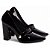 Scarpin Preto Verniz Salto Grosso 6513A - Imagem 4