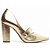 Scarpin Dourado Verniz Salto Grosso 6513G - Imagem 2