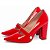 Scarpin Vermelho Verniz Salto Grosso 6513F - Imagem 3