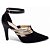 Scarpin Preto com Nobuck Preto Tiras Metalizadas 66082B - Imagem 1