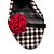 Sandália Xadrez Preto e Branco com Rosa Vermelha 30096A - Imagem 6