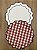 Sousplat Dupla Face Ondulado Xadrez Vermelho e Branco / Branco com Bordado Azul Marinho – 38 cm - Imagem 1