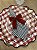 Sousplat Dupla Face Ondulado Xadrez Vermelho e Branco / Branco com Bordado Azul Marinho – 38 cm - Imagem 6