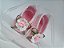 A184 Sapatilha de croche menina rosa bebe e branco - Imagem 1