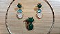 Colar Gargantilha Choker e Brincos Pedra Quartzo Rosa, Ágata Verde e Azul Céu Conjunto Felino Sirius - Imagem 1