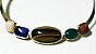 Gargantilha Choker Pedra Amazonita Bege, Sodalita Azul do Mar, Olho de Tigre, Ágata verde, Pedra do Sol Scandal - Imagem 2