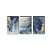 Trio de quadros decorativos Abstrato artÃ­stico - azul e dourado [BOX DE MADEIRA] - Imagem 2