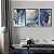 Trio de quadros decorativos Abstrato artÃ­stico - azul e dourado [BOX DE MADEIRA] - Imagem 1