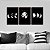 Trio de quadros decorativos Fases da Lua - preto [BOX DE MADEIRA] - Imagem 1