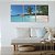 Trio de quadros decorativos paisagem Praia e coqueiros [BOX DE MADEIRA] - Imagem 1