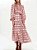 Vestido midi manga longa estampa rosada faixa - Imagem 9