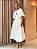 Vestido midi branco recorte busto manga bufante - Imagem 5