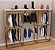 Conjunto expositor 3 MÓDULOS loja estante  modular metalon - móvel estrutura cremalheira  c/ regulagem de altura e desmontável+ prateleiras + Arara + Barra + Rts + Cabides Madeira -Dourado, Rose ou Preto - 3,12 M L x 2,20 m A x 0,45 m P. - Pronta Entrega - Imagem 11