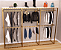 Conjunto expositor 3 MÓDULOS loja estante  modular metalon - móvel estrutura cremalheira  c/ regulagem de altura e desmontável+ prateleiras + Arara + Barra + Rts + Cabides Madeira -Dourado, Rose ou Preto - 3,12 M L x 2,20 m A x 0,45 m P. - Pronta Entrega - Imagem 2
