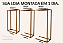 Conjunto expositor 3 MÓDULOS loja estante  modular metalon - móvel estrutura cremalheira  c/ regulagem de altura e desmontável+ prateleiras + Arara + Barra + Rts + Cabides Madeira -Dourado, Rose ou Preto - 3,12 M L x 2,20 m A x 0,45 m P. - Pronta Entrega - Imagem 6