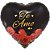 Balao Metalizado Decorado Coracao EST. TE AMO Rosas 45CM - Imagem 1