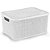 Caixa Plastica Multiuso Rattan C/TAMPA Branco GD 16L. - Imagem 1