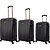 Mala de Viagem ABS 360º C/3 Pecas PRETO/ROSE KIT.C/03 - Imagem 1