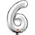 Balao Metalizado Numero 6 Prata 40CM. - Imagem 2