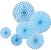 CONJUNTO DE LEQUES DECORATIVOS AZUL (6 UNIDADES) - Imagem 1