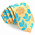Gravata Slim Floral Amarela e Azul Linha Luxo - Imagem 1