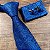 Gravata de Seda Azul + Lenço + Abotoaduras Linha Executiva - Imagem 2