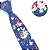 Gravata Slim Floral Azul Linha Algodão Premium - Imagem 2