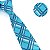 Gravata Slim Xadrez Azul Claro Linha Elegante - Imagem 3