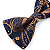 Gravata Borboleta Adulto Azul e Laranja Arabesco - Imagem 3