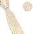 Gravata Slim Floral Bege Dourada Premium - Imagem 2