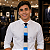 Gravata Slim Crochê Tricô Azul Bege Listrada - Imagem 4