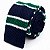 Gravata Slim Crochê Tricô Azul Verde Listrada - Imagem 1