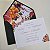 Convite Casamento Envelope Forrado Verde Escuro Floral Laranja - Imagem 3