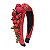 Turbante de Ráfia Vermelho com Flores - Imagem 1