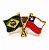 Bótom Pim Broche Bandeira Brasil X Chile Folheado A Ouro - Imagem 1