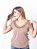 Tshirt Feminina Decote V Caqui Flora - Imagem 3