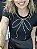 Tshirt Feminina Decote Redondo Preta Laço Tatá - Imagem 1