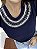 Tshirt Feminina Decote Redondo Azul Marinho Anabella - Imagem 1
