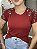 Tshirt Feminina Decote Redondo Vermelha Camélia - Imagem 3