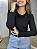 Blusa Manga Longa Decote Redondo Preta Samira - Imagem 1