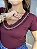 Tshirt Feminina Decote V Vinho Yara - Imagem 1