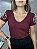 Tshirt Feminina Decote V Vinho Roseli - Imagem 2