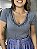Tshirt Feminina Decote V Azul Jeans Thayla - Imagem 1