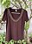 Tshirt Feminina Decote V Marrom Yara - Imagem 1