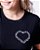 Tshirt Feminina Decote Redondo Preta Coração - Imagem 5